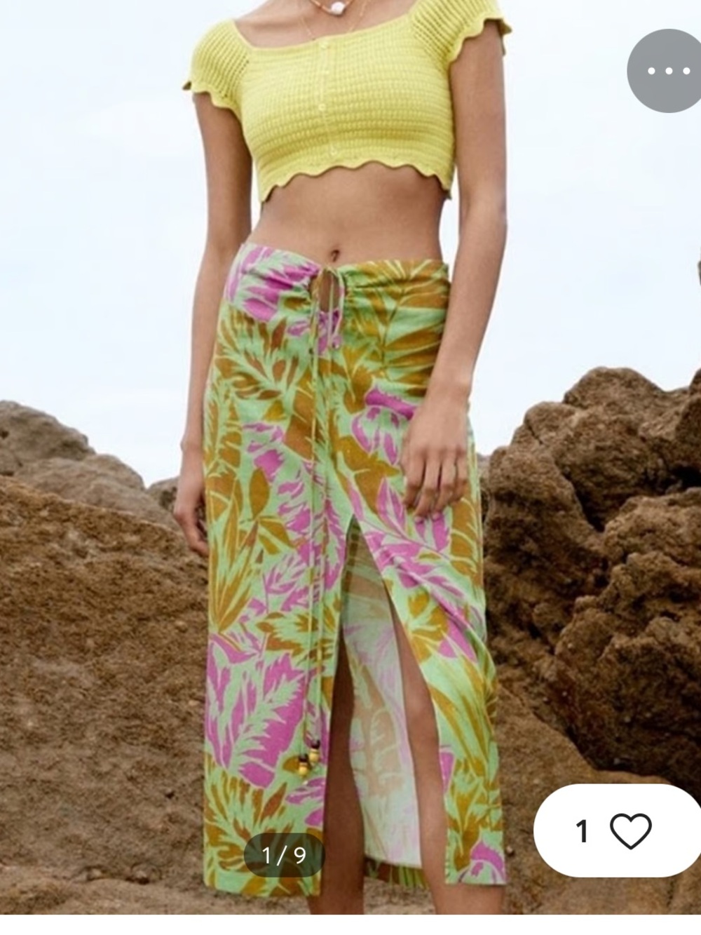 Zara Green, Magenta & Brown Tropical Print Maxi Skirt